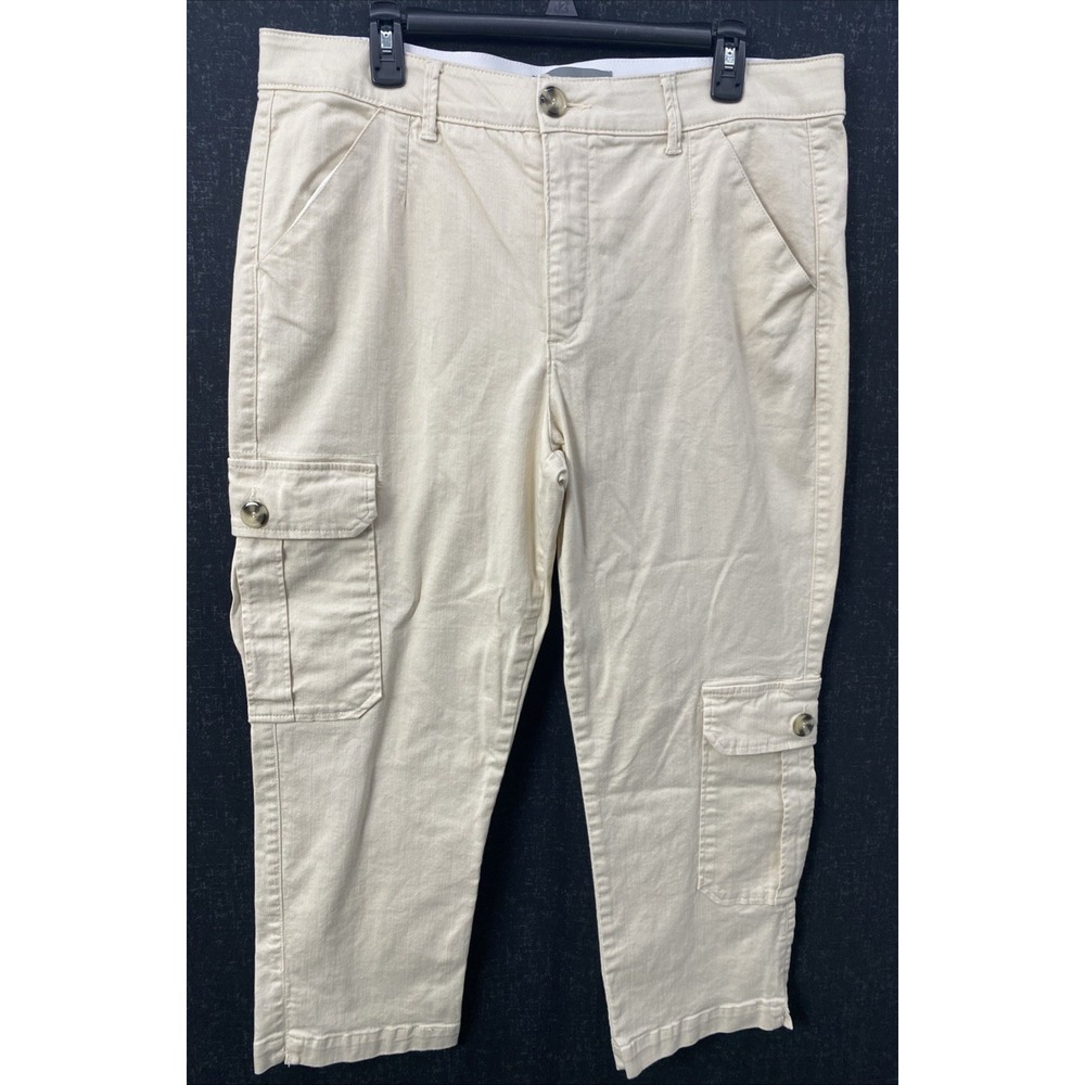 Wit & Wisdom  Wide Leg Cargo Jeans in Beige Size‎ 16 Casual Pockets